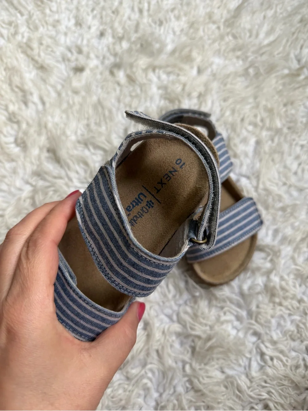 next Blue and White Striped Hook-and-Loop Kids Sandals